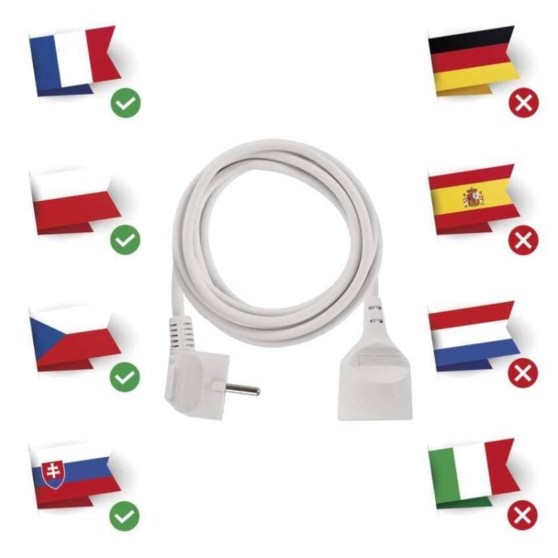 Kabel prodlužovací, 1,5m / 250V, bílá