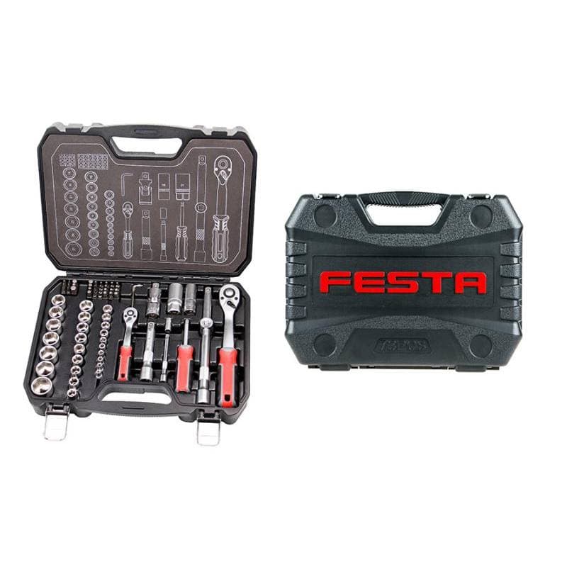 Gola sada, 73 ks, 1/4" + 1/2", plast obal, CrV, FESTA