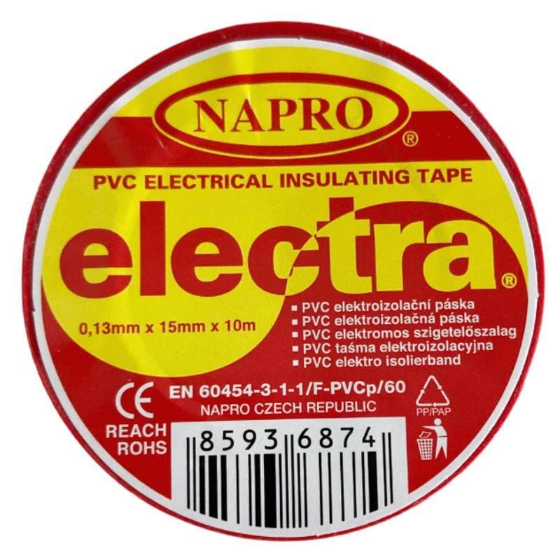 Páska elektroizolační PVC IZOVIAL, 10 m x 15 mm, červená