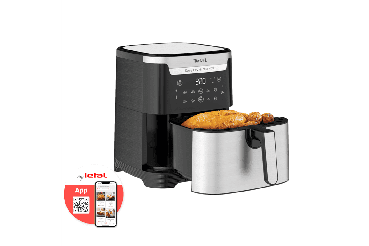 Horkovzdušná fritéza Tefal Easy Fry & Grill XXL 2v1 EY801D15 Nerezová