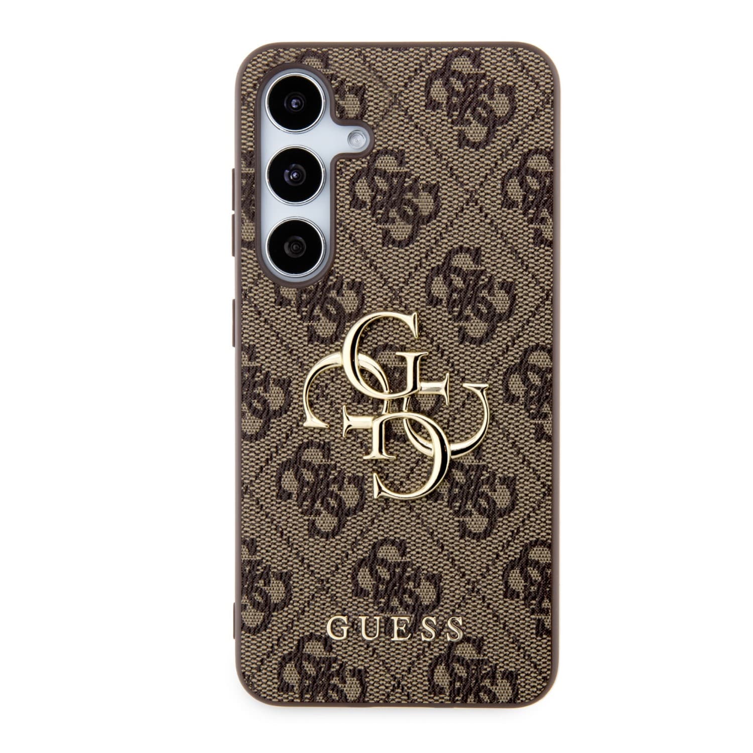 Zadní kryt Guess PU 4G Metal Logo pro Samsung Galaxy S24, hnědá