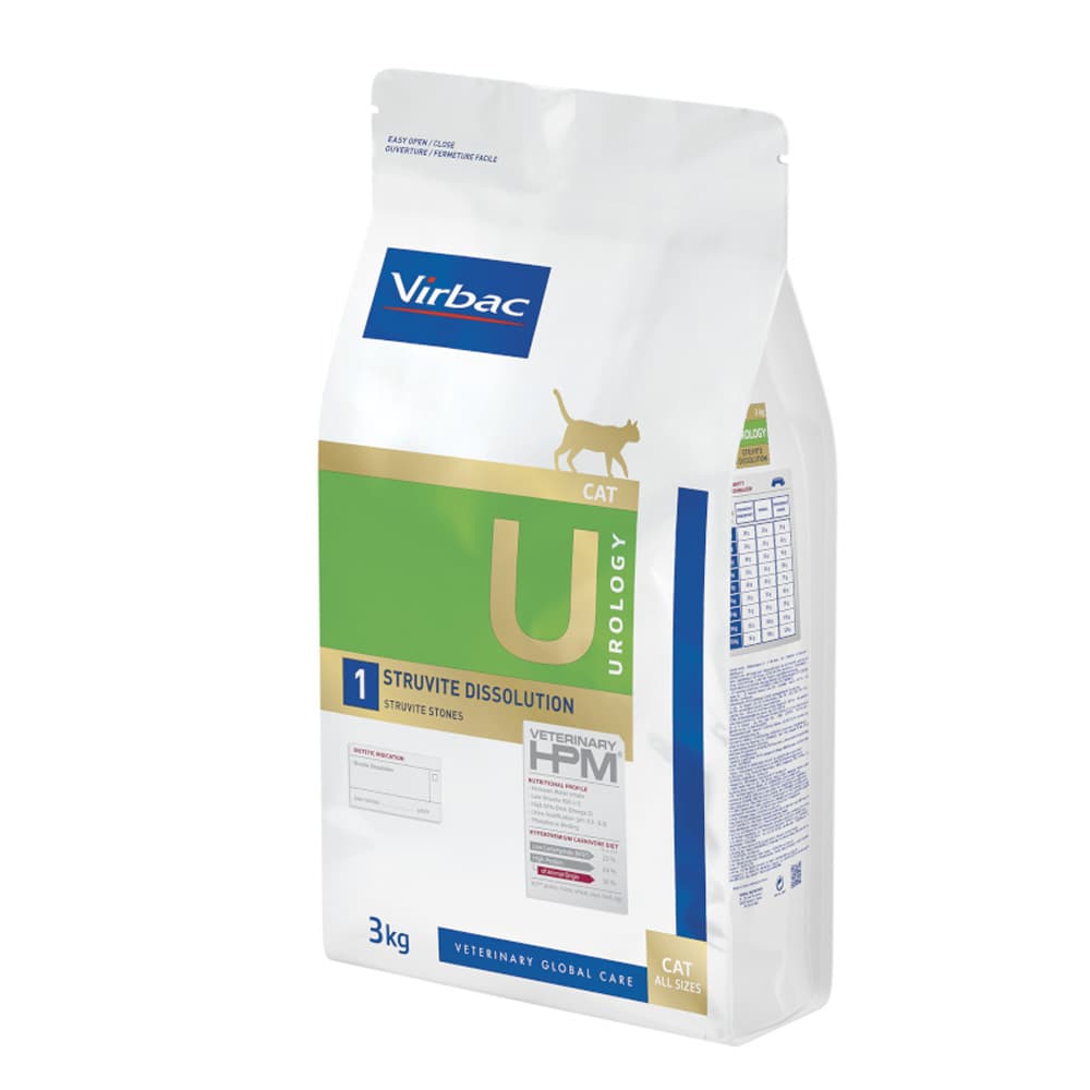 Virbac Veterinary HPM Cat Urology Struvite Dissolution U1 - 2 x 3 kg