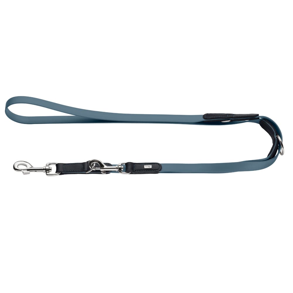HUNTER nastavitelné vodítko Wolmar - BioThane® z kůže, modro-šedá/černá - D 200 cm, Š 19 mm