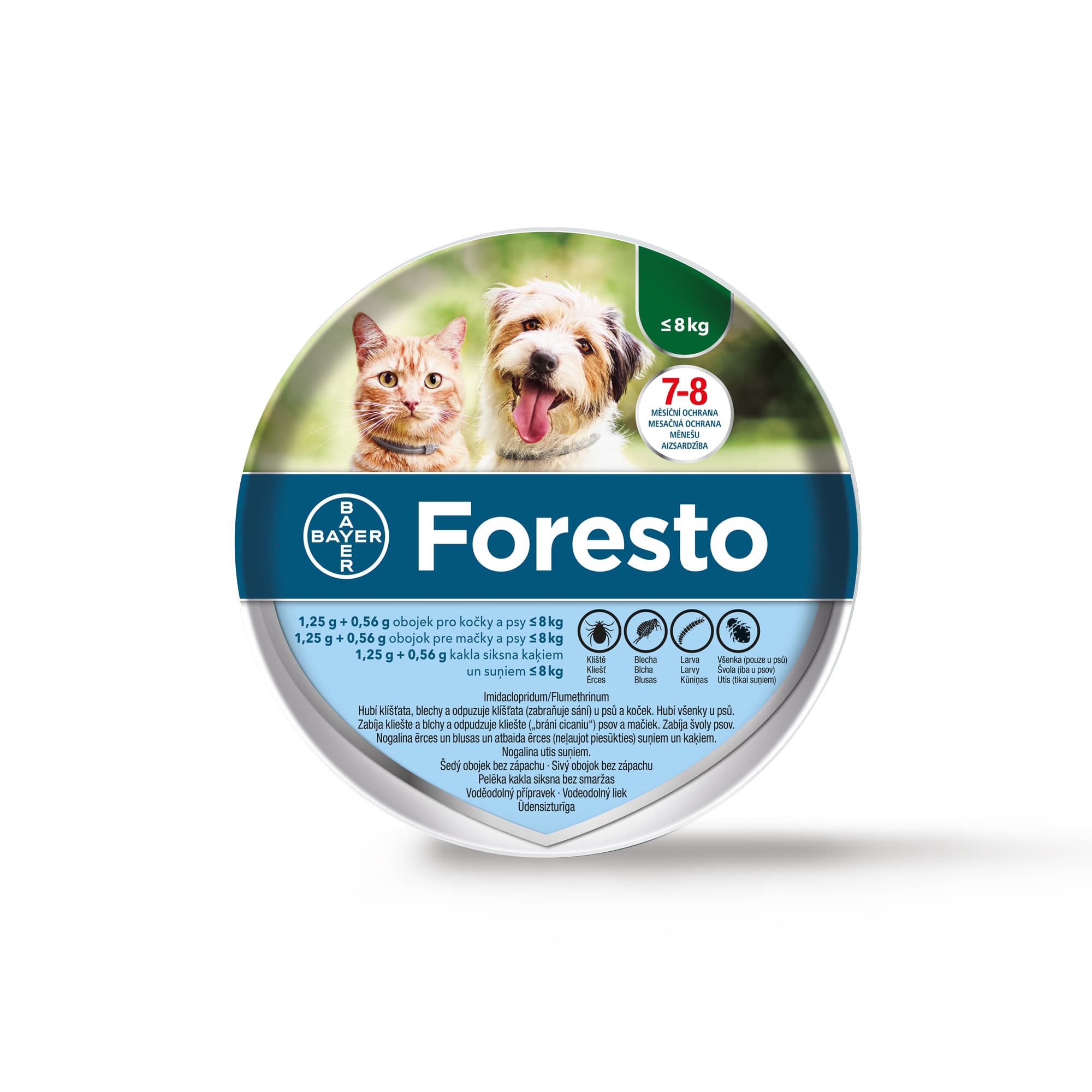 Foresto obojek pro kočky a psy do 8 kg 1,25+0,563 g - 38 cm 1 ks
