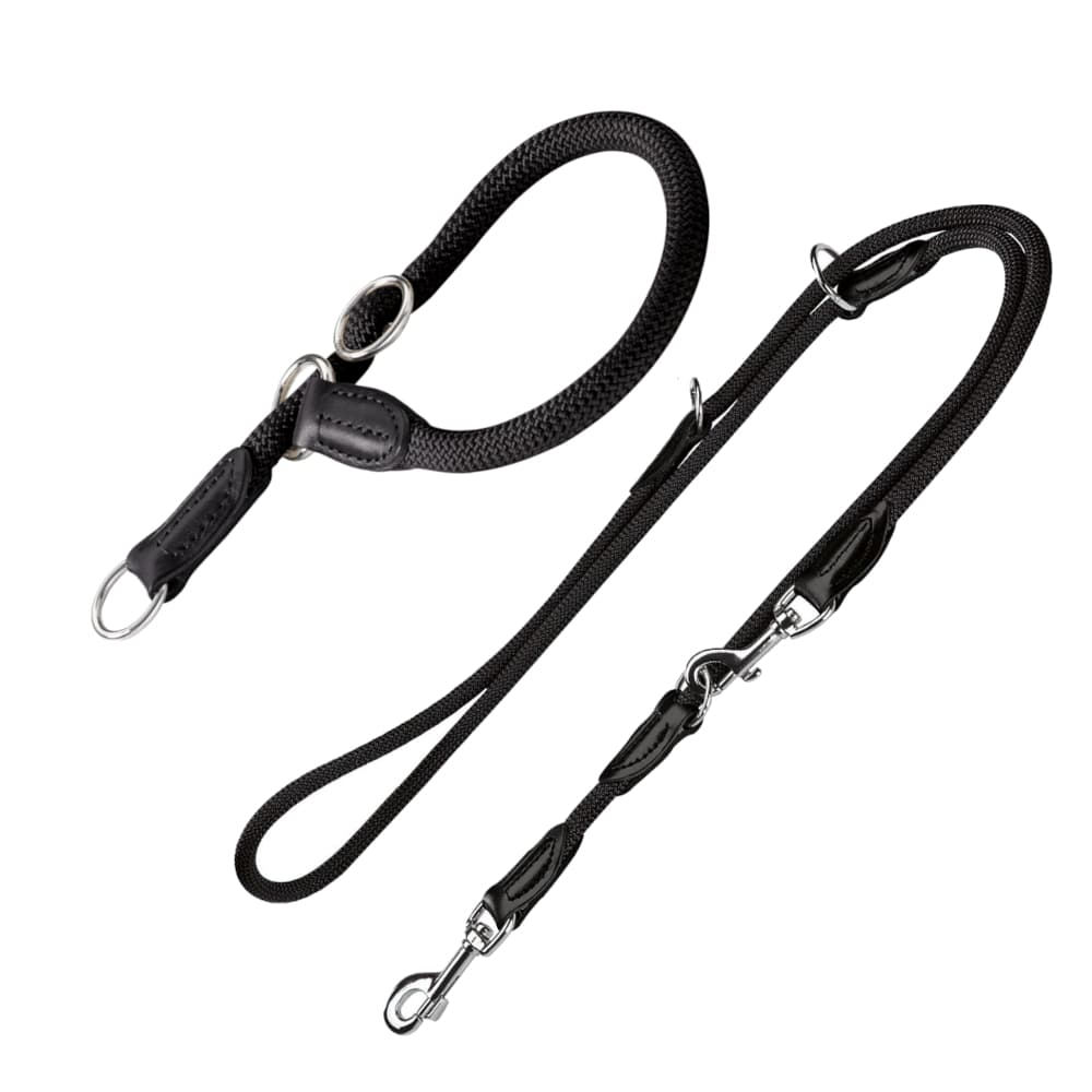 HUNTER Freestyle sada: Obojek + vodtko pro psy, ern - velikost obojku max. 45 cm + vodtko 200 cm