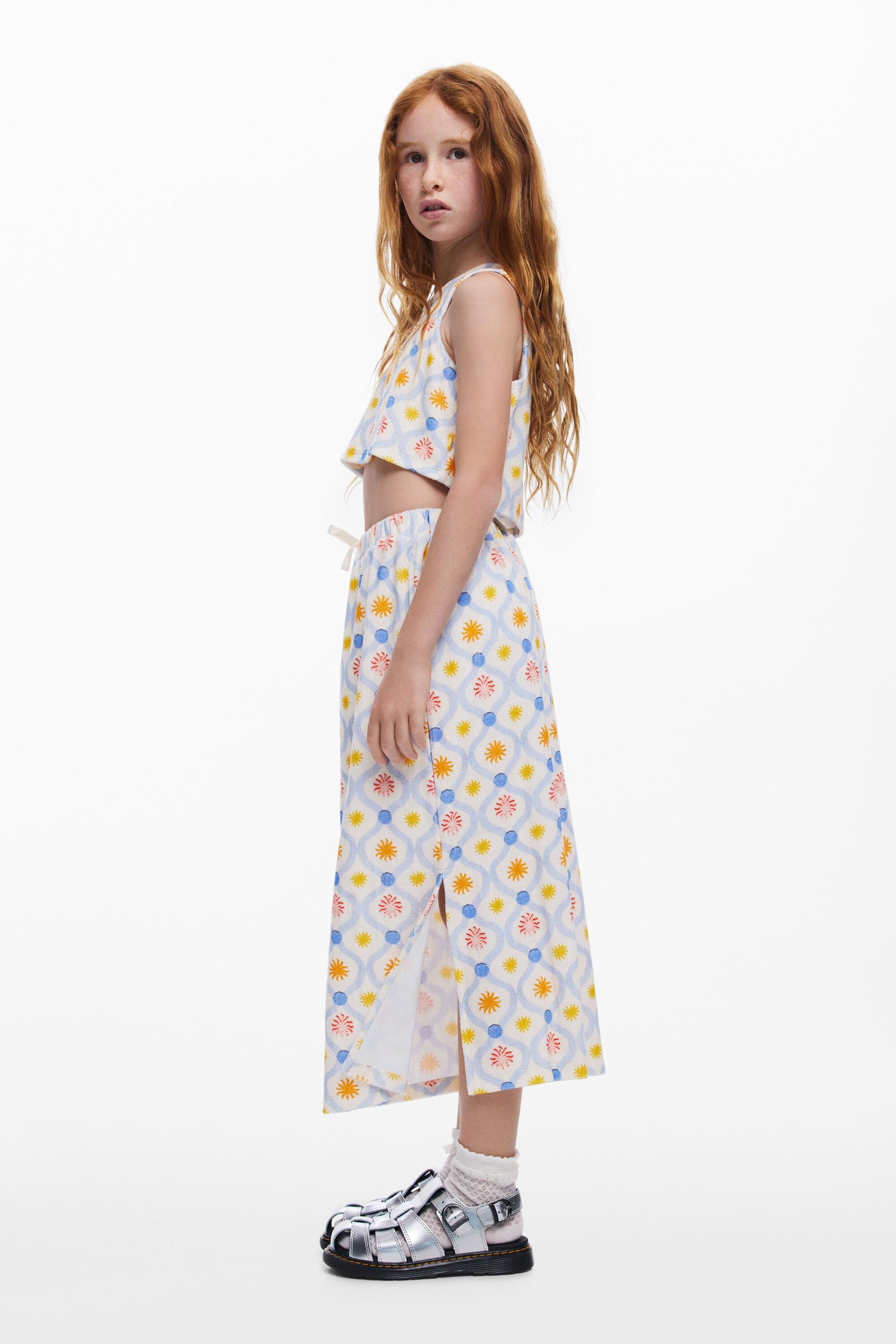 Desigual, midi sukně se slunci, DěTi, Bavlna, BíLá, 5/6