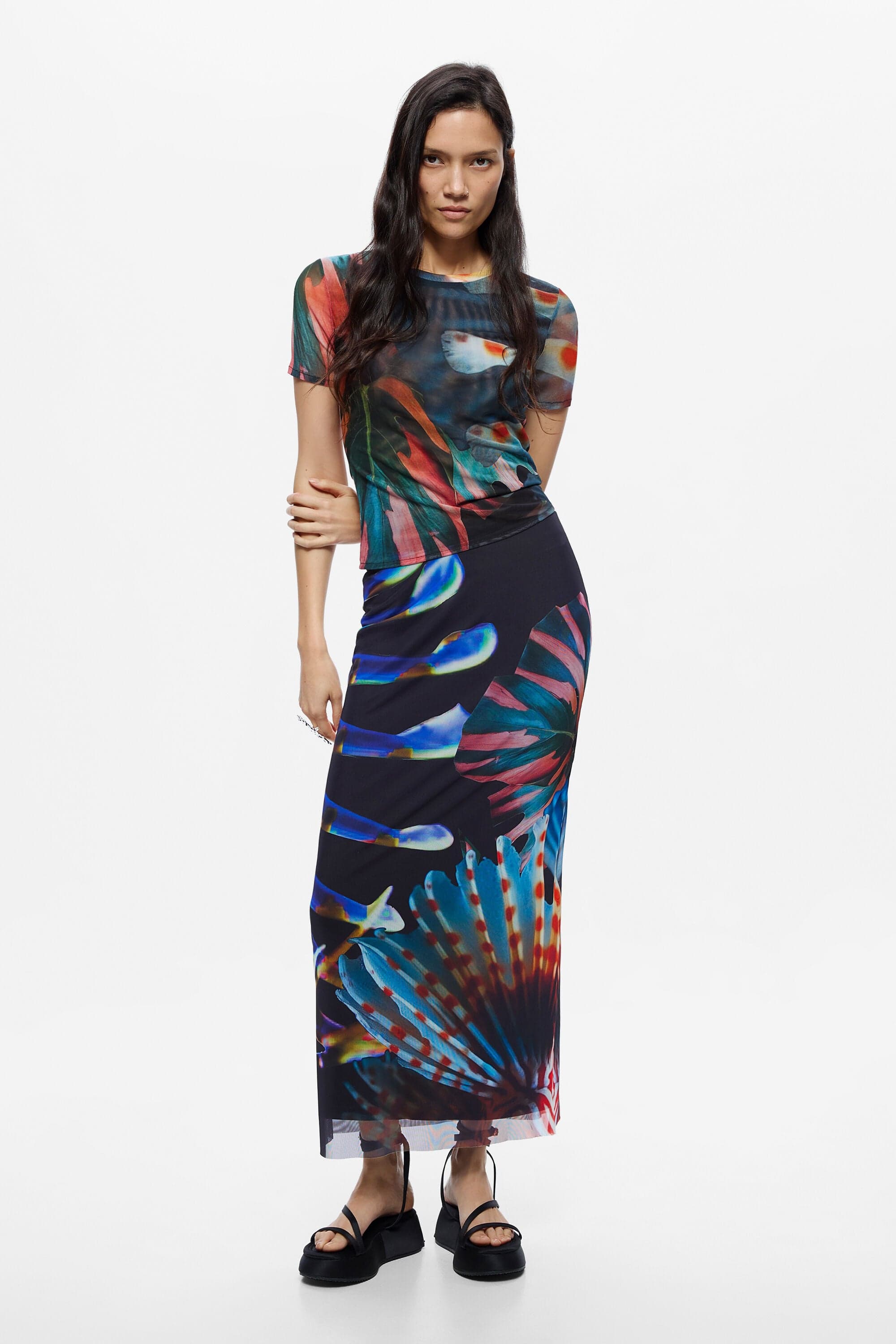 Desigual, Sukně navržená Mr. Christianem Lacroixem, DáMske, Polyester, ČErná, XS