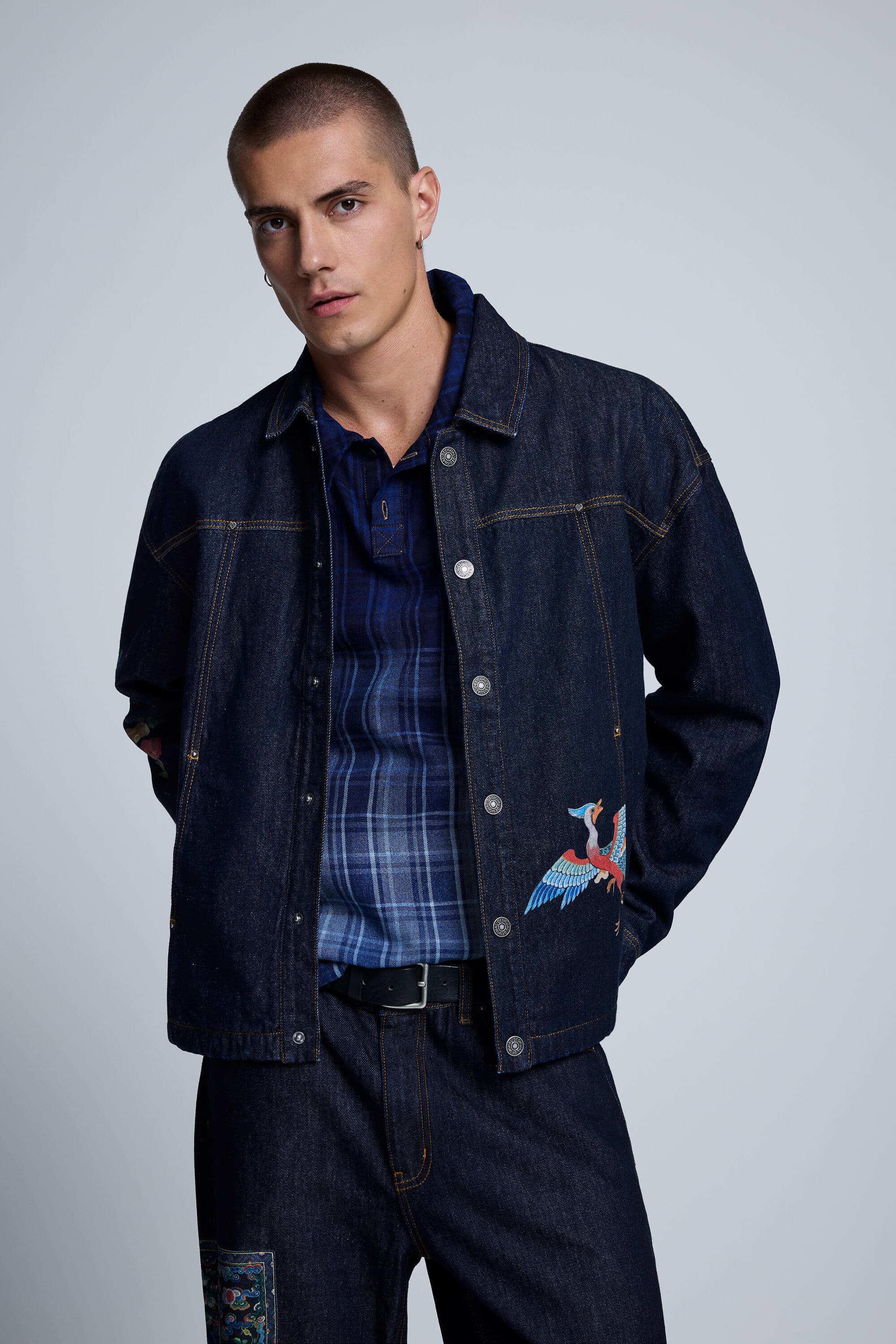 Desigual, Potištěná bunda ze 100% bavlny, PáNské, Bavlna, Modrá, L