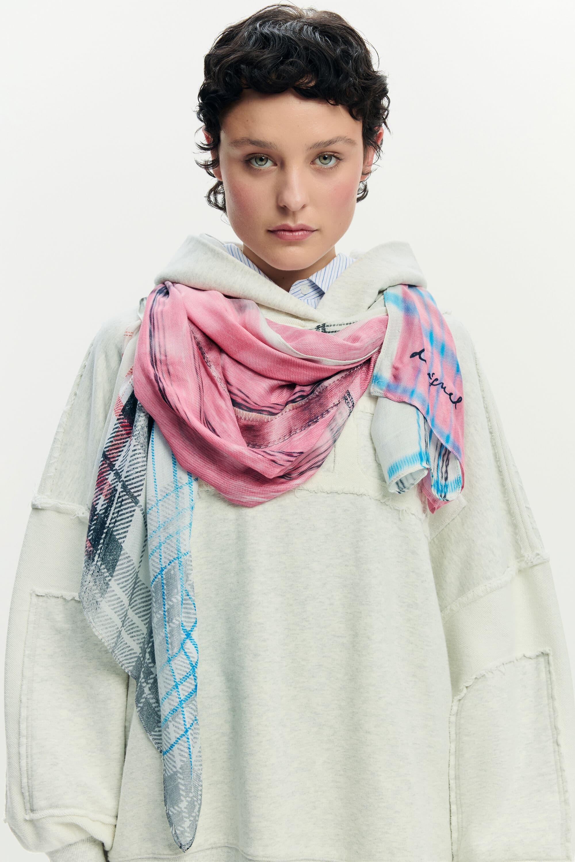 Desigual, obdélníkový grunge šátek, ViskÓZa, HněDá, U