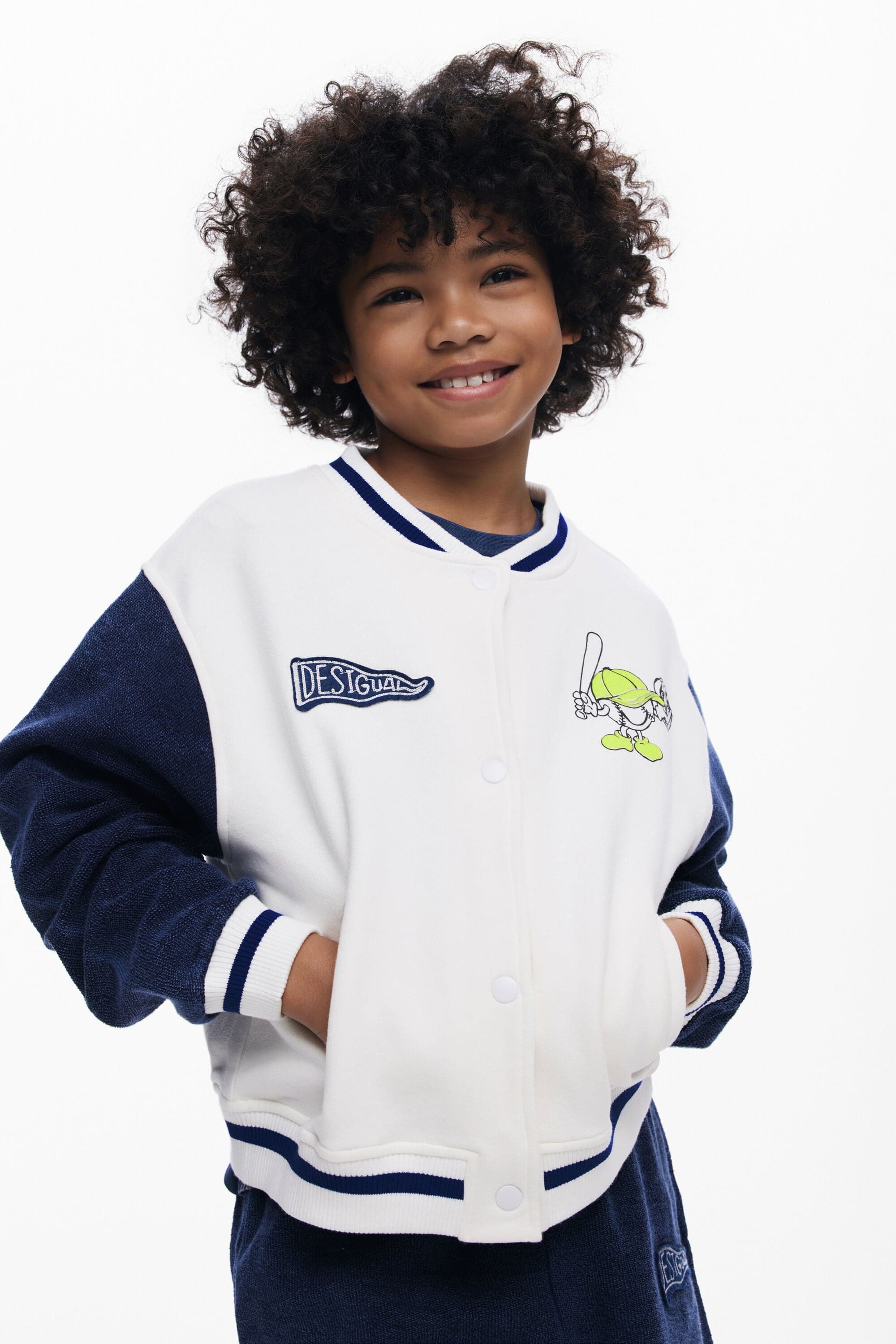 Desigual, Hybridní baseballová bunda, DěTi, Bavlna, BíLá, 9/10