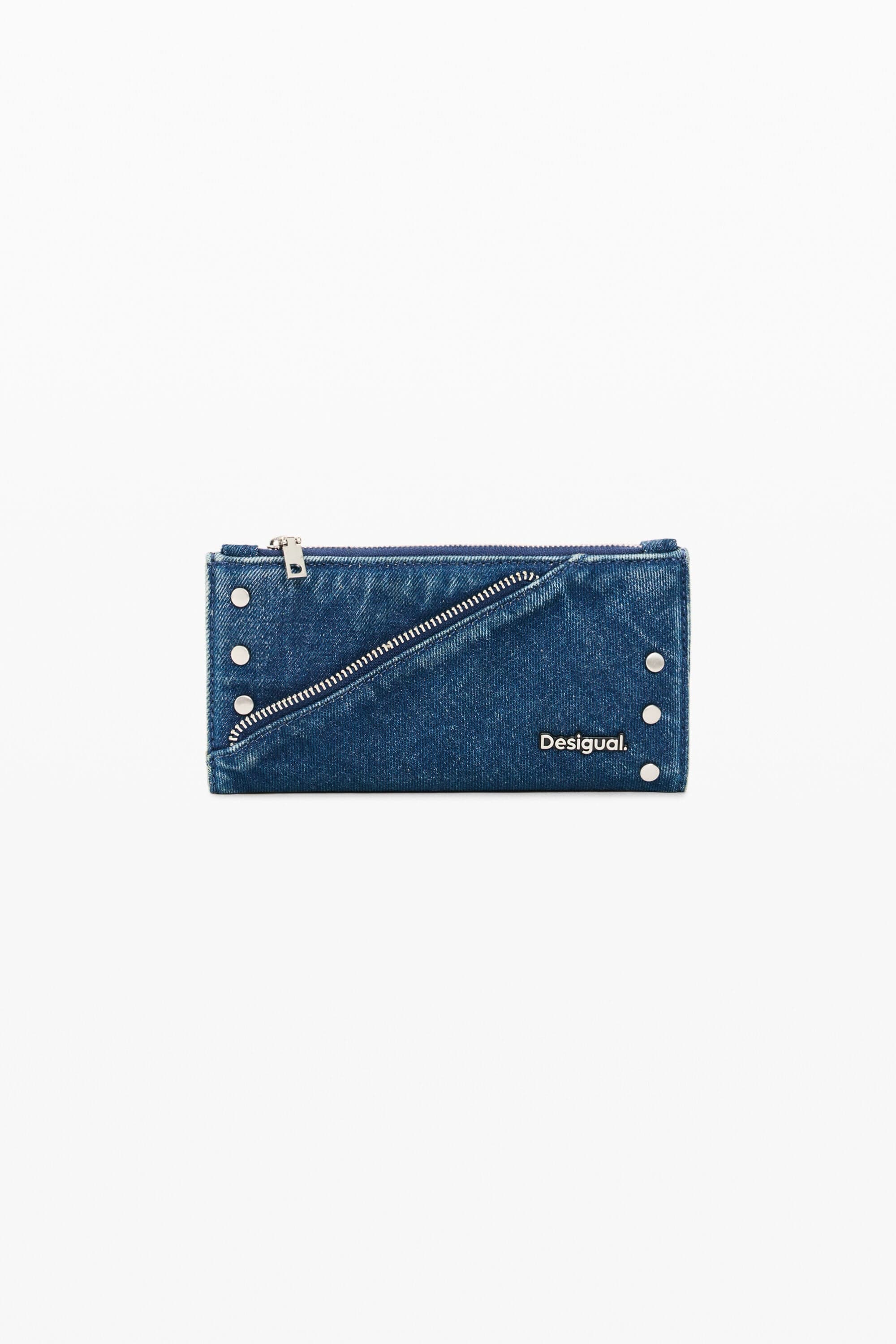 Desigual, Velká džínová peněženka 100 % bavlna, DáMske, Bavlna, Modrá, U