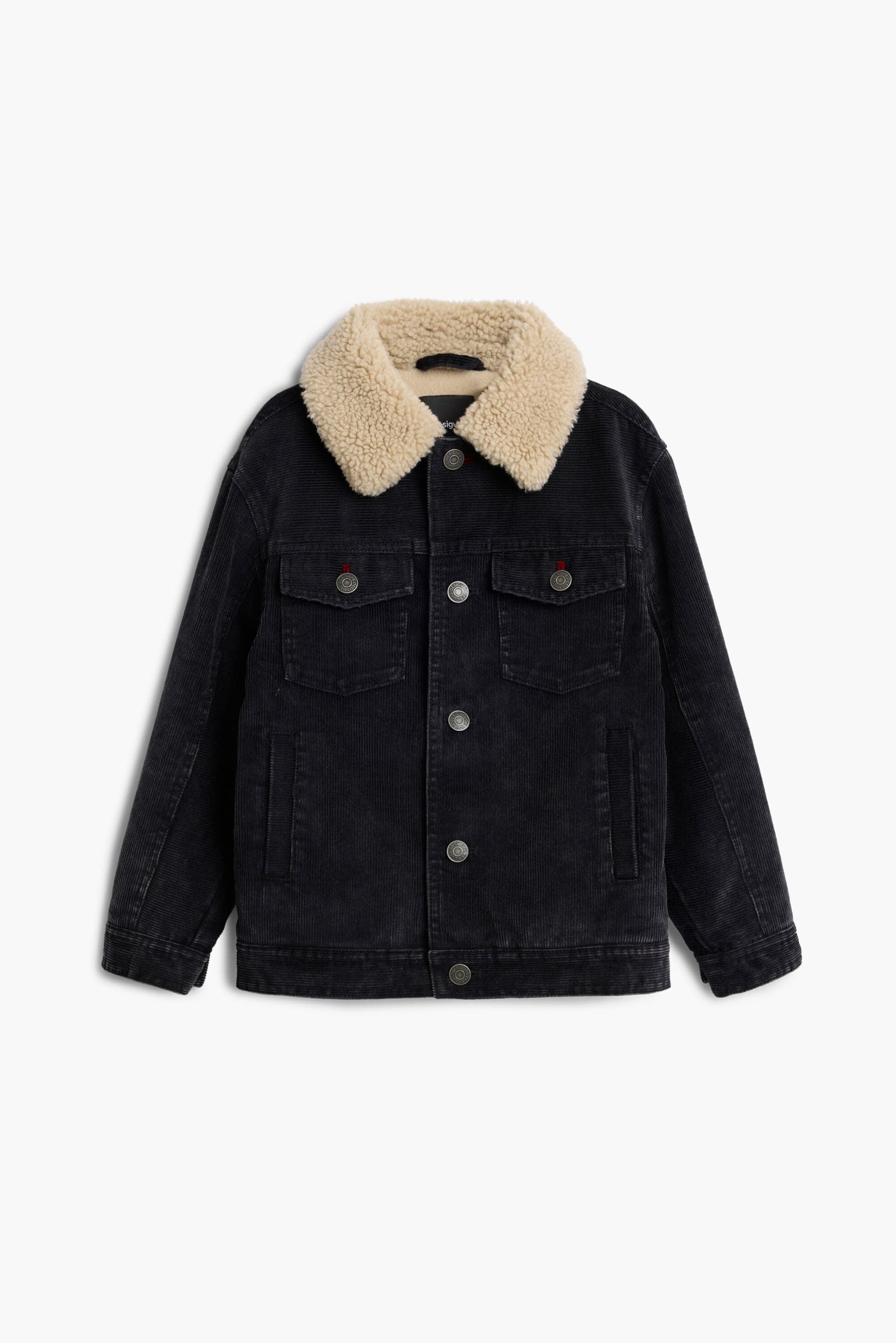 Desigual, Bunda s beránčím límcem, DěTi, Bavlna, ČErná, 5/6