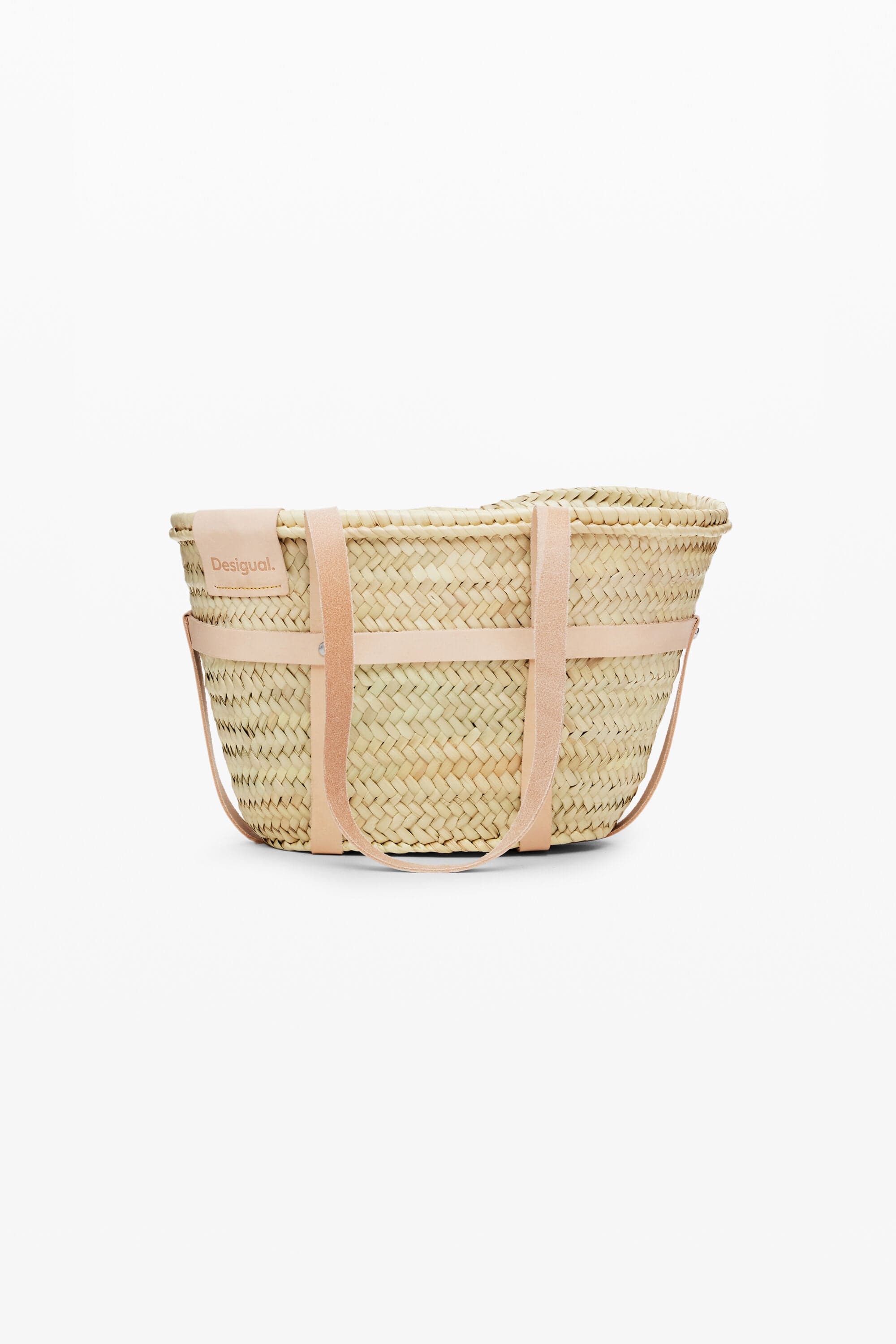 Desigual, S leather wicker basket, Slama, BíLá, U