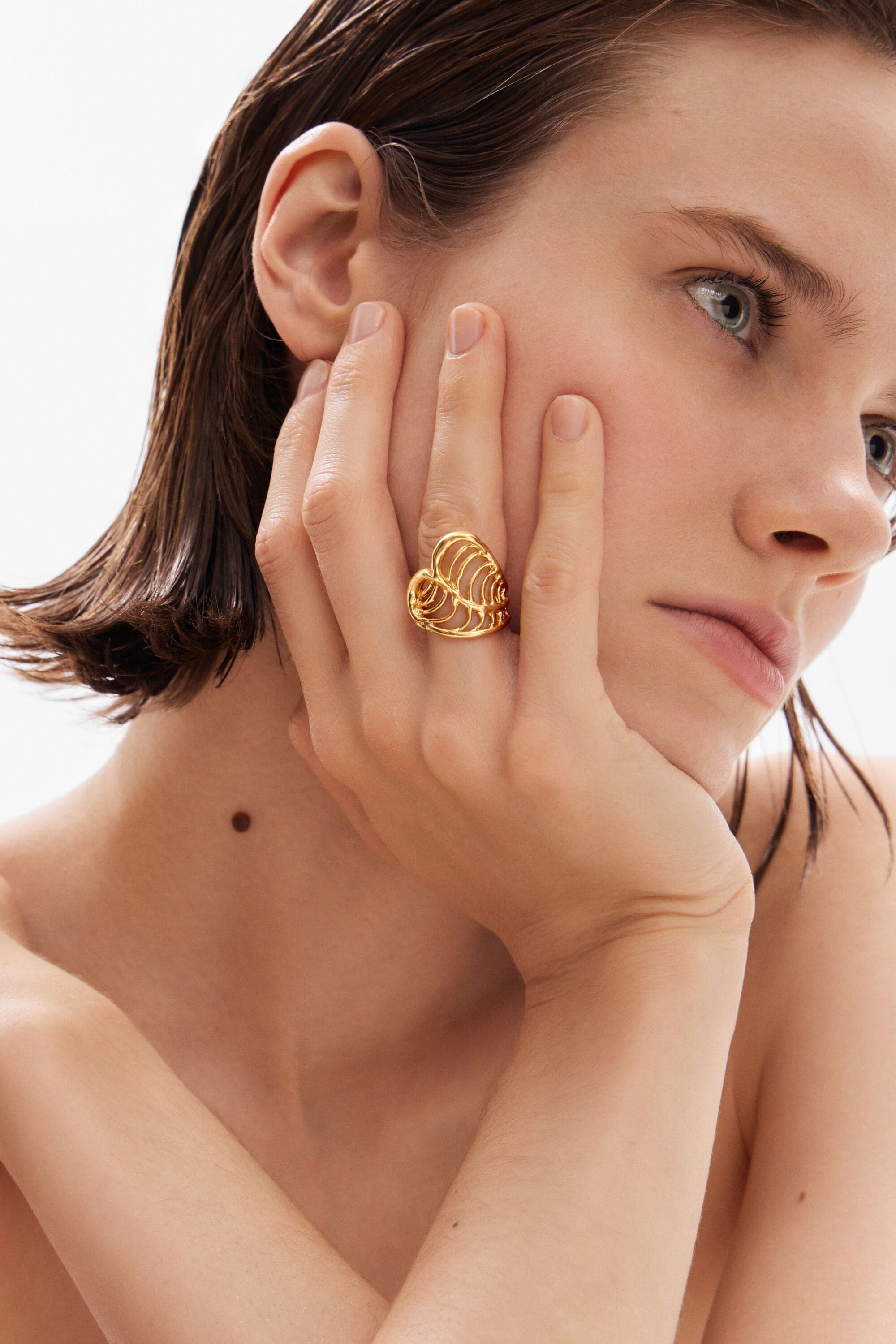 Desigual, Zalio gold-plated leaf heart ring, DáMske, S