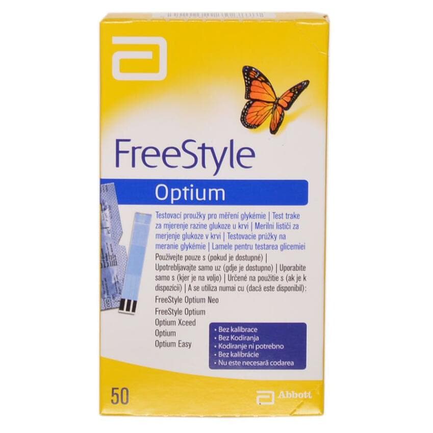 Freestyle Optium - Testovací proužky pro měření glykémie 50ks