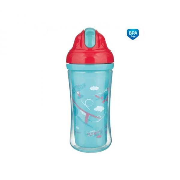 Canpol Babies Sportovní láhev se slámkou Fly Boy tyrkysová, 260 ml