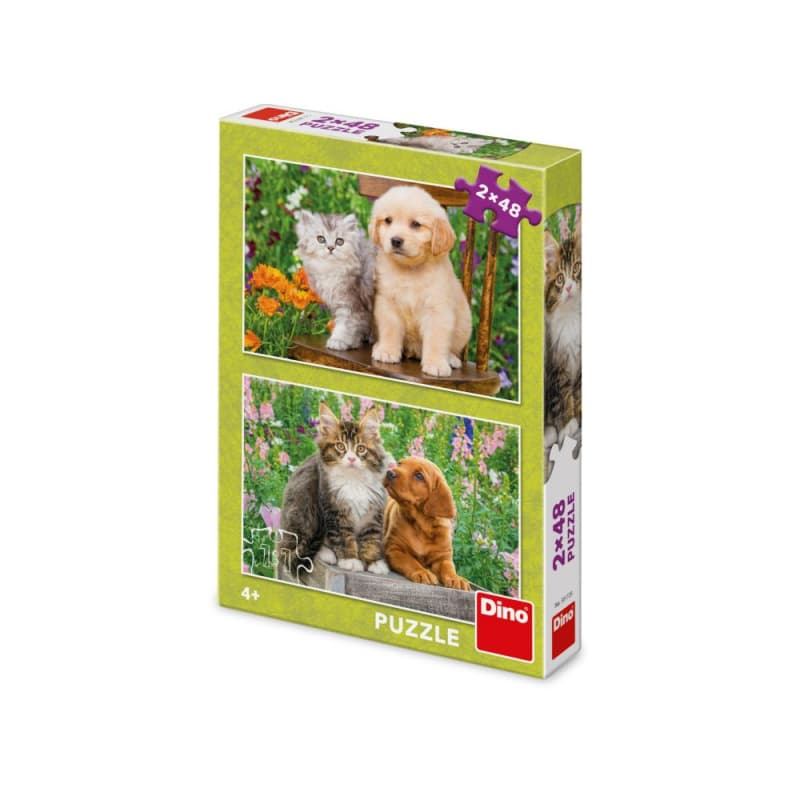 Pejsek a kočička na zahradě 2x48 puzzle