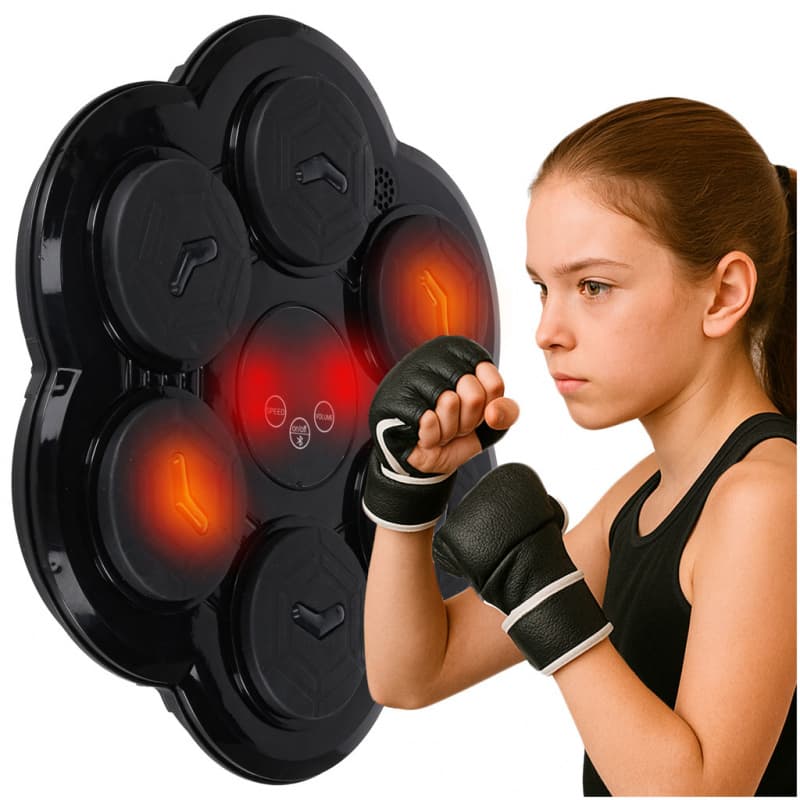 Tréninkový boxerský terč na stěnu trenažer hudba LED USB rukavice