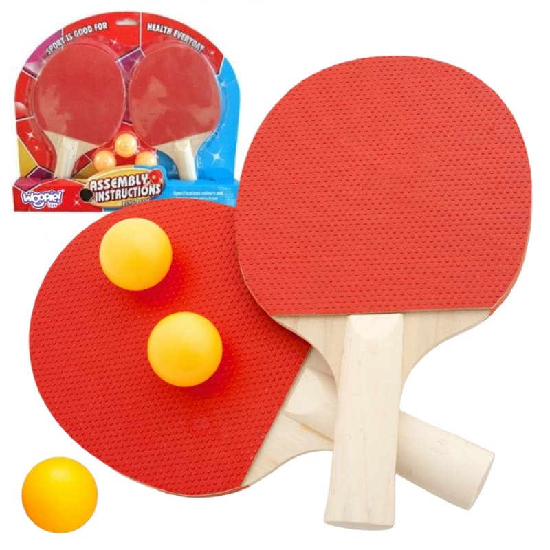 Woopie paletky raketky na ping pong stolní tenis sada + 3 míčky