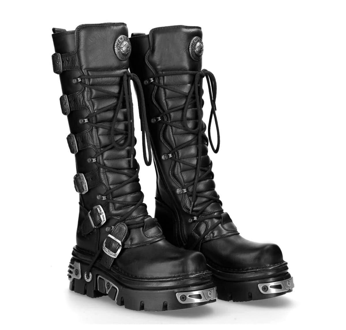 boty kožené dámské - 6-Buckle Boots (272-S1) Black - NEW ROCK - M.272-S1 42