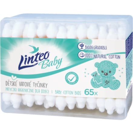 Linteo Baby dětské vatové tyčinky, 65 ks
