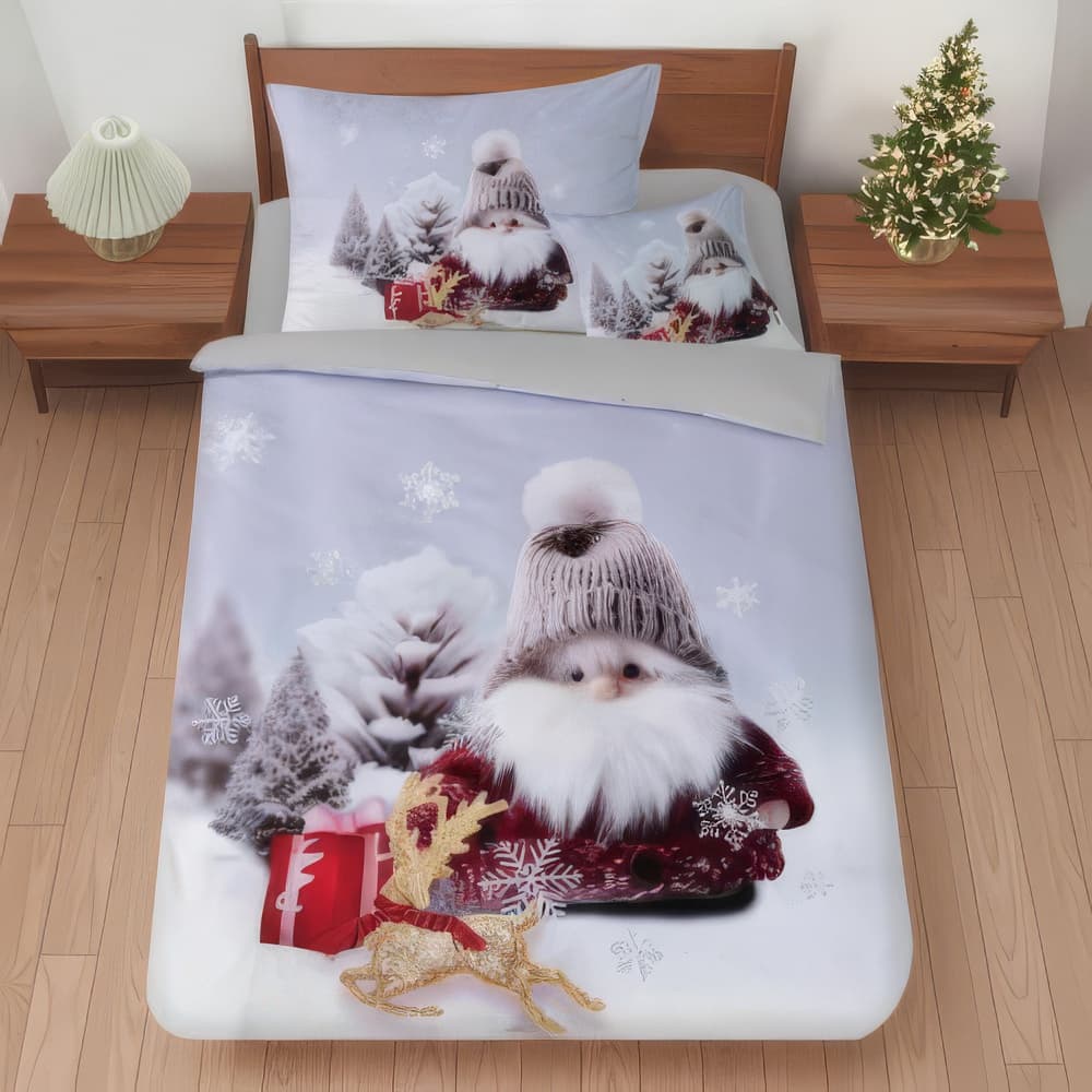 TOP Třídílná sada 3D povlečení 140x200+70x90+45x45 Skřítek v čepici