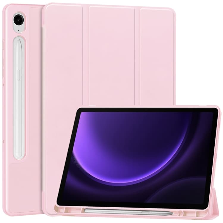 LEATHER Zaklápěcí kryt Samsung Galaxy Tab S10 FE / Tab S10 Lite / Tab S9 FE růžový